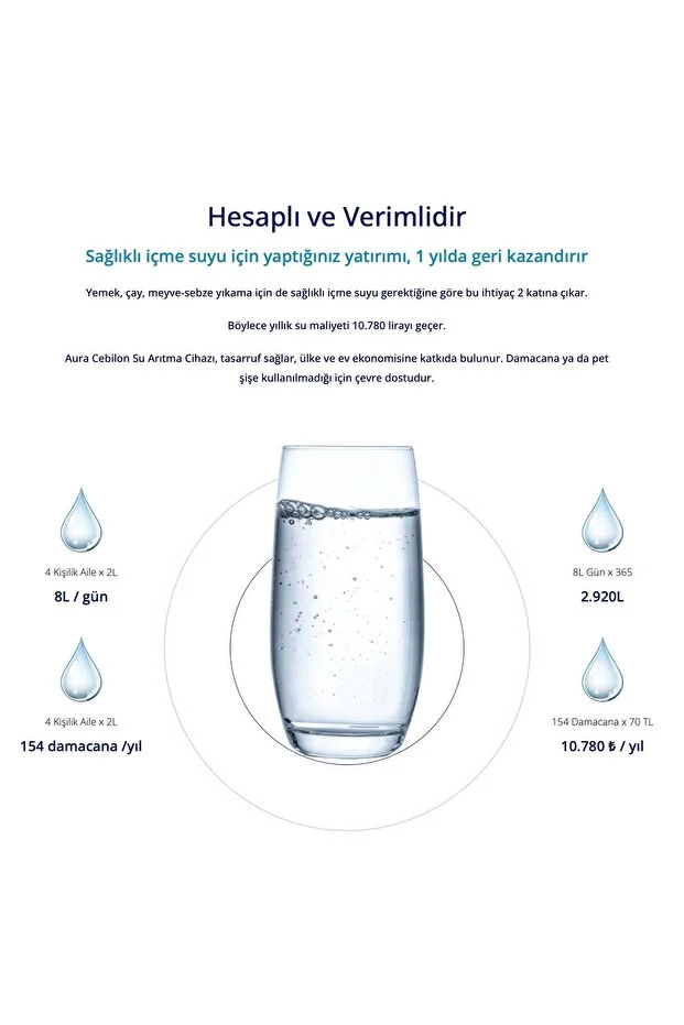 Aura Cebilon Silver Pompasız Su Arıtma Cihazı